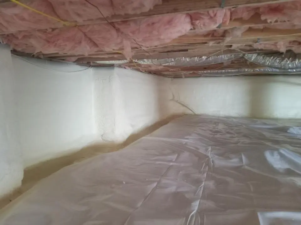 Crawl space encapsulation with closed-cell spray foam for Attic Insulation in Merrill